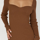 Twilight Moments Long Sleeve Knit Dress Chocolate