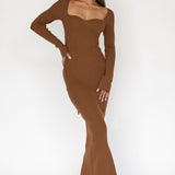 Twilight Moments Long Sleeve Knit Dress Chocolate