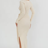 Twilight Moments Long Sleeve Knit Dress Cream