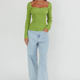 Switch Focus Long Sleeve Knit Top Matcha