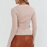 One Mind Cut-Out Neckline Knit Top Mocha