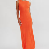 Braylee Sleeveless Ribbed Knit Maxi Dress Orange
