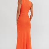 Braylee Sleeveless Ribbed Knit Maxi Dress Orange