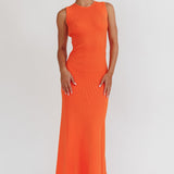 Braylee Sleeveless Ribbed Knit Maxi Dress Orange
