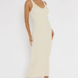Linzi Lace-Up Back Knit Midi Dress Cream