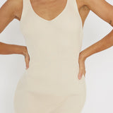 Linzi Lace-Up Back Knit Midi Dress Cream