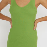 Linzi Lace-Up Back Knit Midi Dress Green