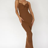 Lover's High Twist Bust Knit Midi Dress Chocolate