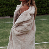 Perceptions Longline Faux Fur Coat Beige