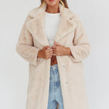 Perceptions Longline Faux Fur Coat Beige