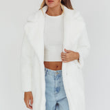 Perceptions Longline Faux Fur Coat White
