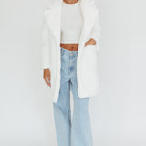 Perceptions Longline Faux Fur Coat White