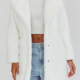 Perceptions Longline Faux Fur Coat White