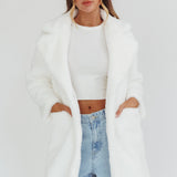 Perceptions Longline Faux Fur Coat White