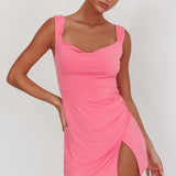 Giavanna Thigh Split Mini Dress Pink