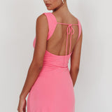 Giavanna Thigh Split Mini Dress Pink