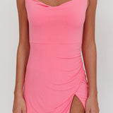 Giavanna Thigh Split Mini Dress Pink