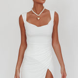 Giavanna Thigh Split Mini Dress White