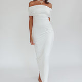 Cruising Sunset Off Shoulder Dress Off White