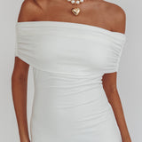 Cruising Sunset Off Shoulder Dress Off White