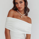 Cruising Sunset Off Shoulder Dress Off White