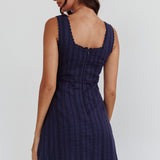 Aura Girl Square Neckline Mini Dress Navy