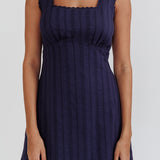 Aura Girl Square Neckline Mini Dress Navy