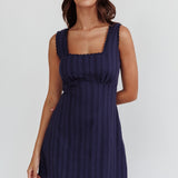 Aura Girl Square Neckline Mini Dress Navy
