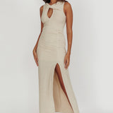 Clio Keyhole Bodycon Maxi Dress Natural