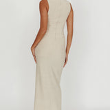 Clio Keyhole Bodycon Maxi Dress Natural