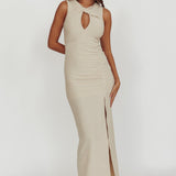 Clio Keyhole Bodycon Maxi Dress Natural