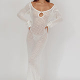 Hold My Heart Knit Maxi Dress Off White