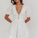 Samsara Puff Sleeve Mini Dress White