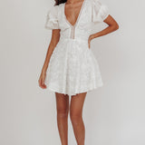Samsara Puff Sleeve Mini Dress White