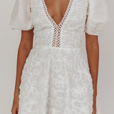 Samsara Puff Sleeve Mini Dress White