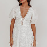 Samsara Puff Sleeve Mini Dress White