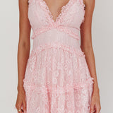 Laney Low Back Cami Strap Dress Lace Pink