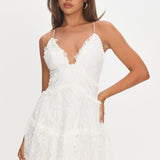 Laney Low Back Cami Strap Dress Lace White