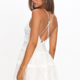 Laney Low Back Cami Strap Dress Lace White