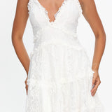 Laney Low Back Cami Strap Dress Lace White