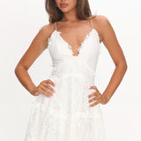 Laney Low Back Cami Strap Dress Lace White