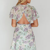 Laney Angel Sleeve Ruffle Dress Floral White