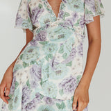 Laney Angel Sleeve Ruffle Dress Floral White