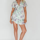 Laney Angel Sleeve Ruffle Dress Floral White