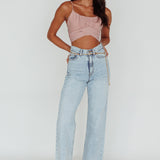 Linka Cami Strap Crop Top Blush