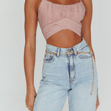 Linka Cami Strap Crop Top Blush