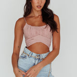 Linka Cami Strap Crop Top Blush