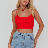 Linka Cami Strap Crop Top Red