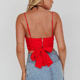 Linka Cami Strap Crop Top Red