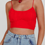 Linka Cami Strap Crop Top Red